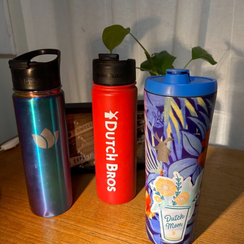 Four Dutch Bros Hydro Flasks